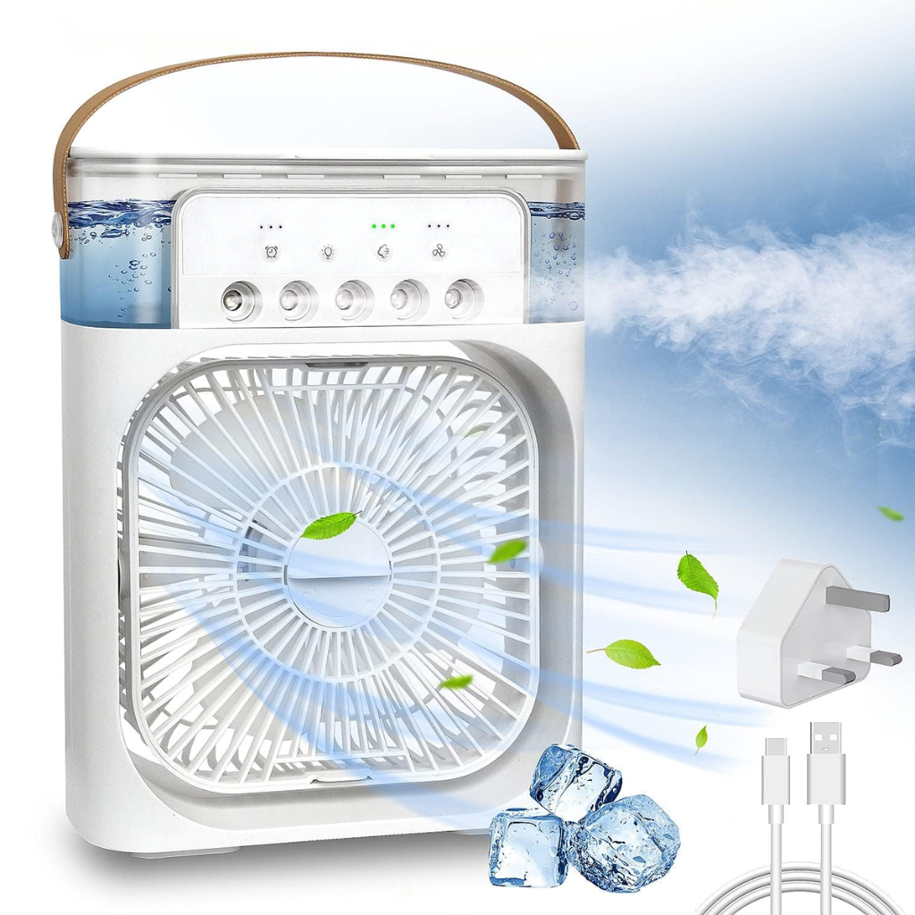 Mini Air Cooler Fan with light , Timer, 3 Wind Speeds and 3 Spray Modes MSH-020524 USB Air Cooler (WHITE)