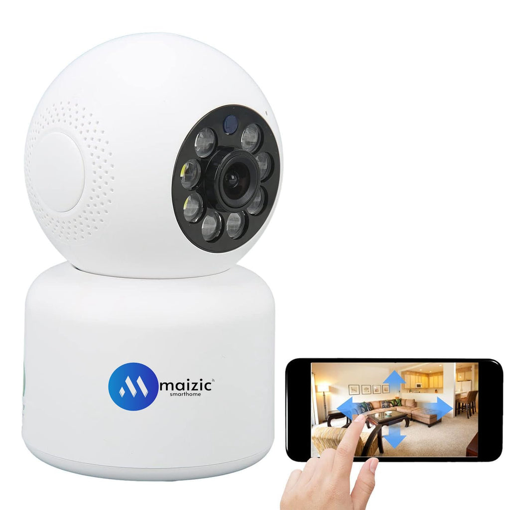 Maizic Smarthome Tiger-Eye 4MP 1080P Resolution  Indoor Security Camera | Wi-Fi | Color Night Vision | PTZ Function | 360° View Real time | Two Way Audio | Alarm | No Installation Required