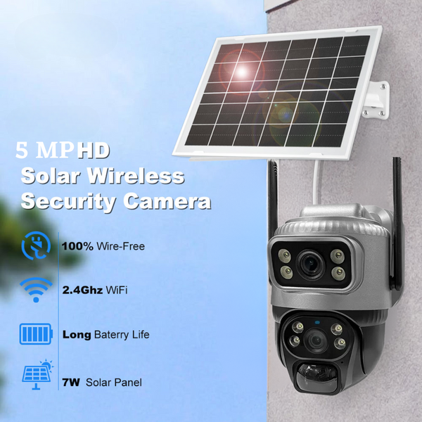 Wi-Fi Dual-Lens (5MP+5MP) Solar Wire-Free Battery Outdoor Waterproof Camera