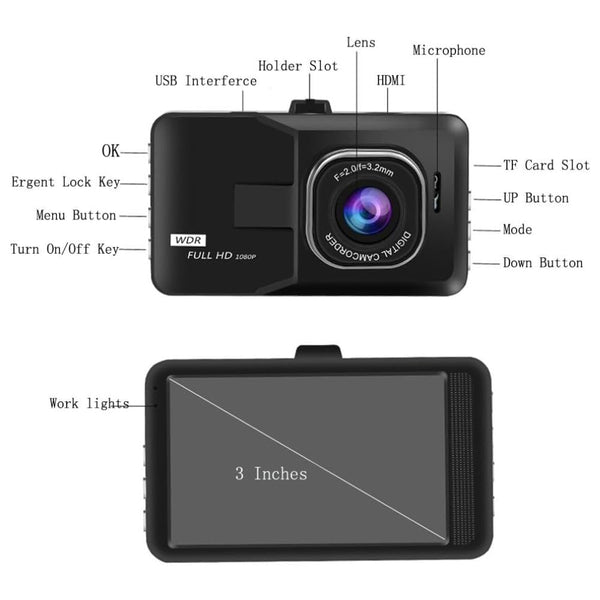 3MP FHD Mini Car DVR Dash Camera