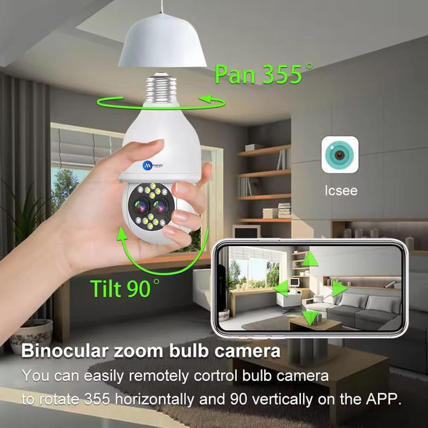 Ubercam 5X Optical Zoom 4 MP FHD WiFi Indoor Dual Lens Bulb Camera