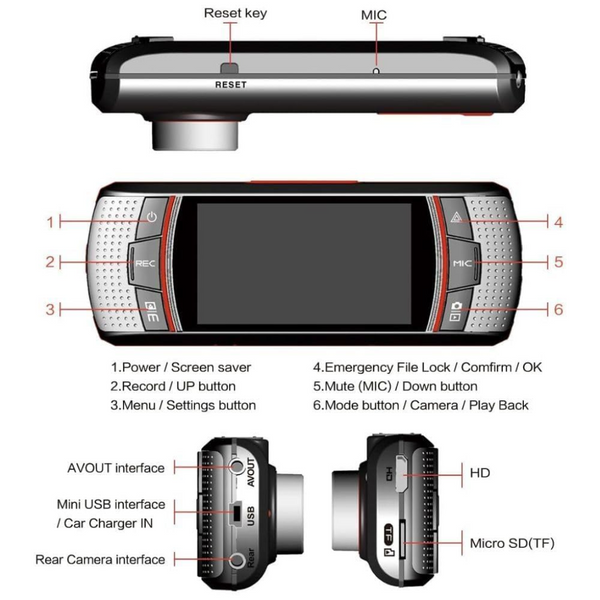 3 MP FHD 2.7 Inch LCD Car Dashboard Camera