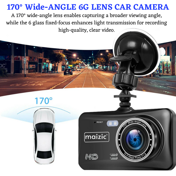 Maizic Smarthome Supercar 1440p Car Dash Cam - 4″ HD Display, Wifi, Night Vision, 170° Wide-Angle View