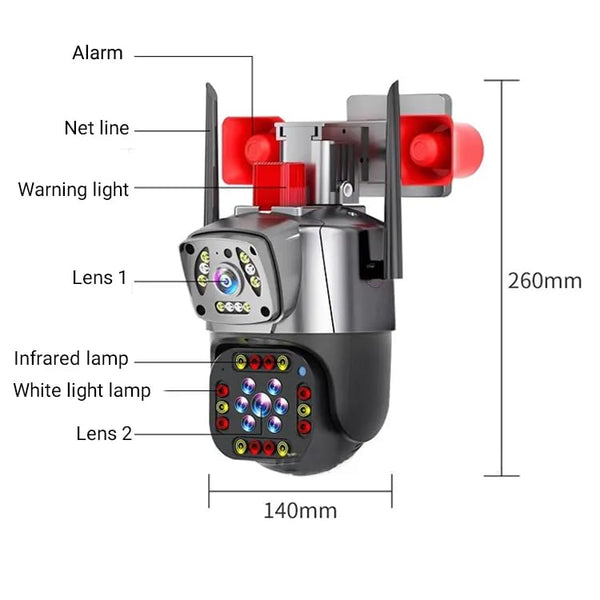 Supercam Siren Camera with 4K 2in1 5MP Dual Lens Wireless Wi-Fi Outdoor Camera