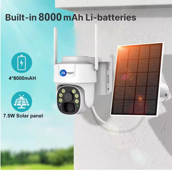 Maizic Smarthome Big 100 Meter View Black Bull 4G 5MP FHD 1920p Solar Wireless Camera with Color Night Vision, AI Human Detection, Two Way Audio Alarm, Micro SD Card Slot, 360 View All Sim Support