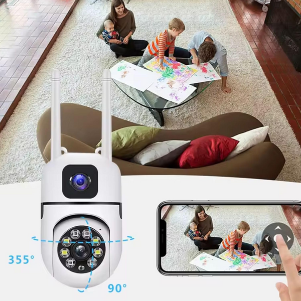 Mini Dual Lens/Screen 2in1 PTZ+Bullet 5+5MP Full HD 1920 WiFi Wireless Indoor Camera