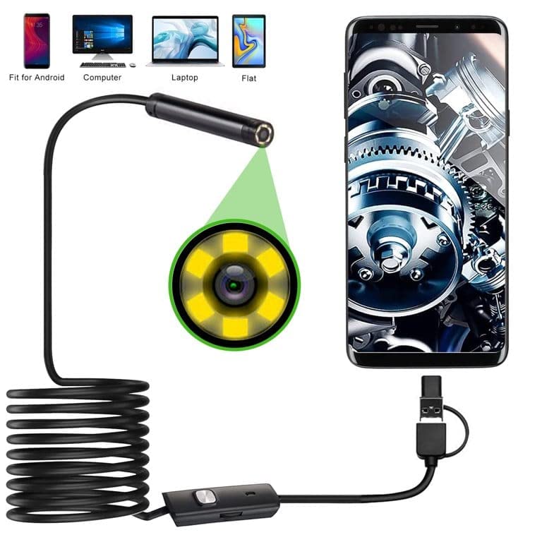 Maizic Smarthome Wired Endoscopic Camera 720p IP67 Waterproof 6 LED – 7M Cable, 8.5mm Diameter Camera, Control Button to Capture Image/Video, 640 * 480 Resolutions